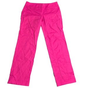 Ann Taylor LOFT Marisa Straight Leg Pants Womens Size 2P Fuchsia Cotton